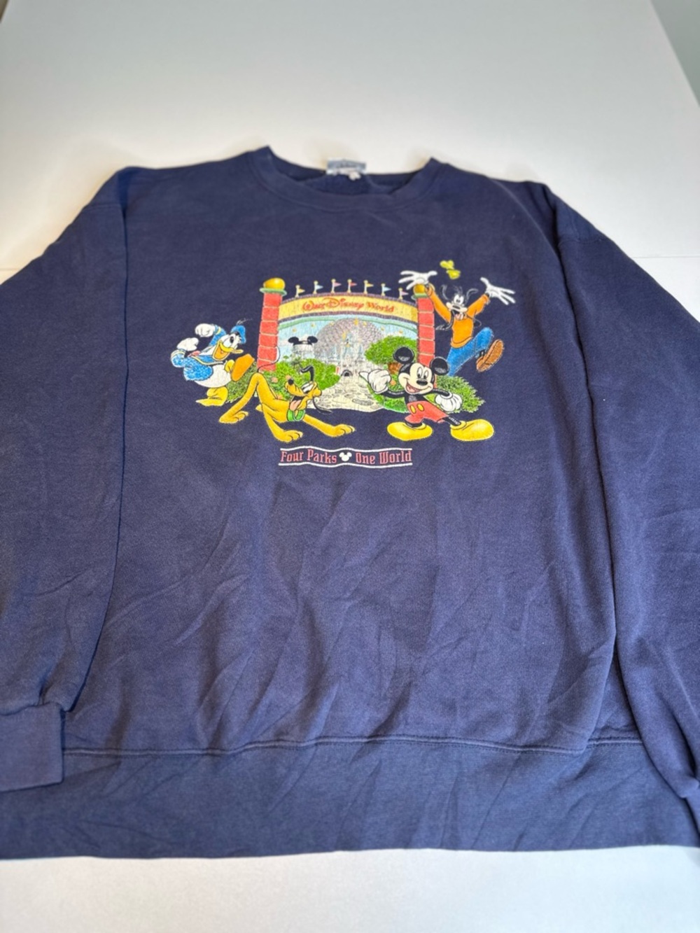 Disney Navy Crewneck Sweatshirt with Mickey & Friends Graphic